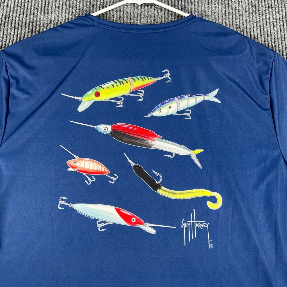 Guy Harvey Shirt Mens XL Extra Large Blue Short Sleeve Fishing Outdoor Casual